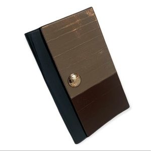 Jimmy Choo metallic leather clutch with gold hardware